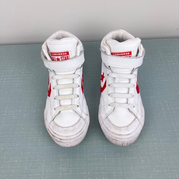 Converse Pro Blaze Strap Retro Sport High Top Sneaker White Red 13 - Picture 2 of 10